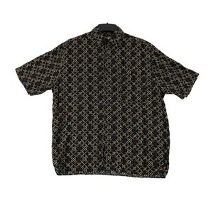 Natural Issue Shirt Men's Medium Black Tan Lightweight Button Up Short Sleeve